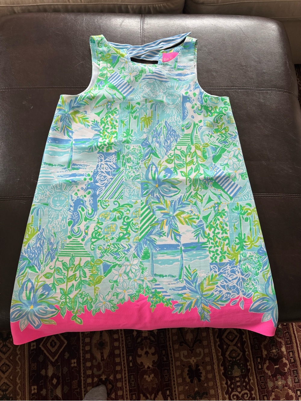 Lilly Pulitzer Green, Aqua & Pink Floral Shift Dress